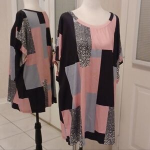 4/$80 New Pink Patchwork-Like Tee - Size 5X (US22)